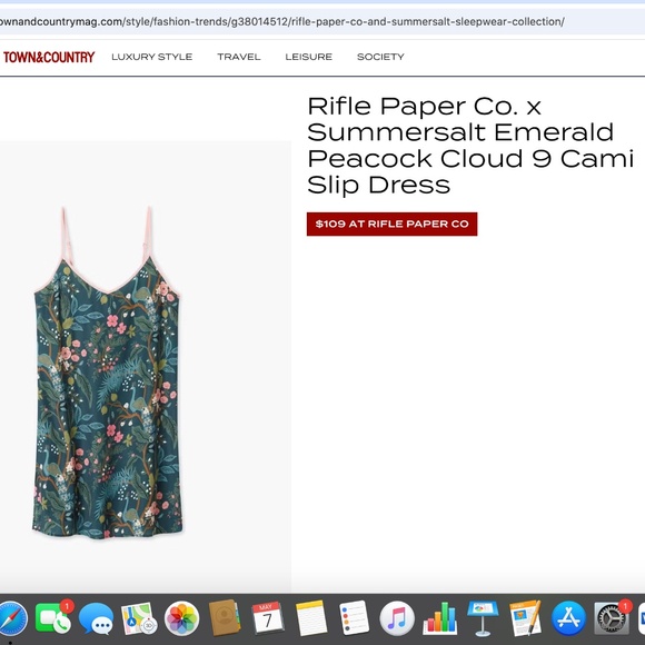Rifle Paper Co. x Summersalt Emerald Peacock Cloud 9 Cami Slip Dress - Picture 4 of 6